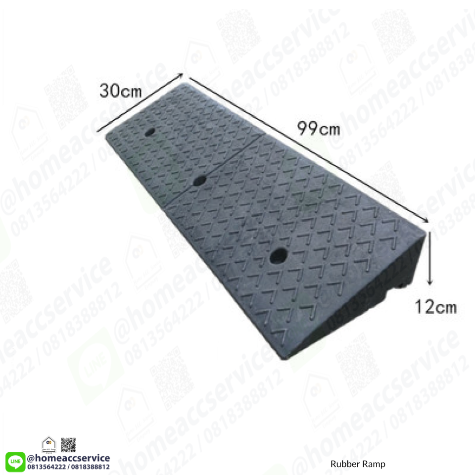 ทางลาดยางปีนฟุตบาท สูง 12ซม. ลาด30ซม. ยาว 99ซม. หนัก 9กก. - Rubber Ramp 12x30x99cm 9 kg