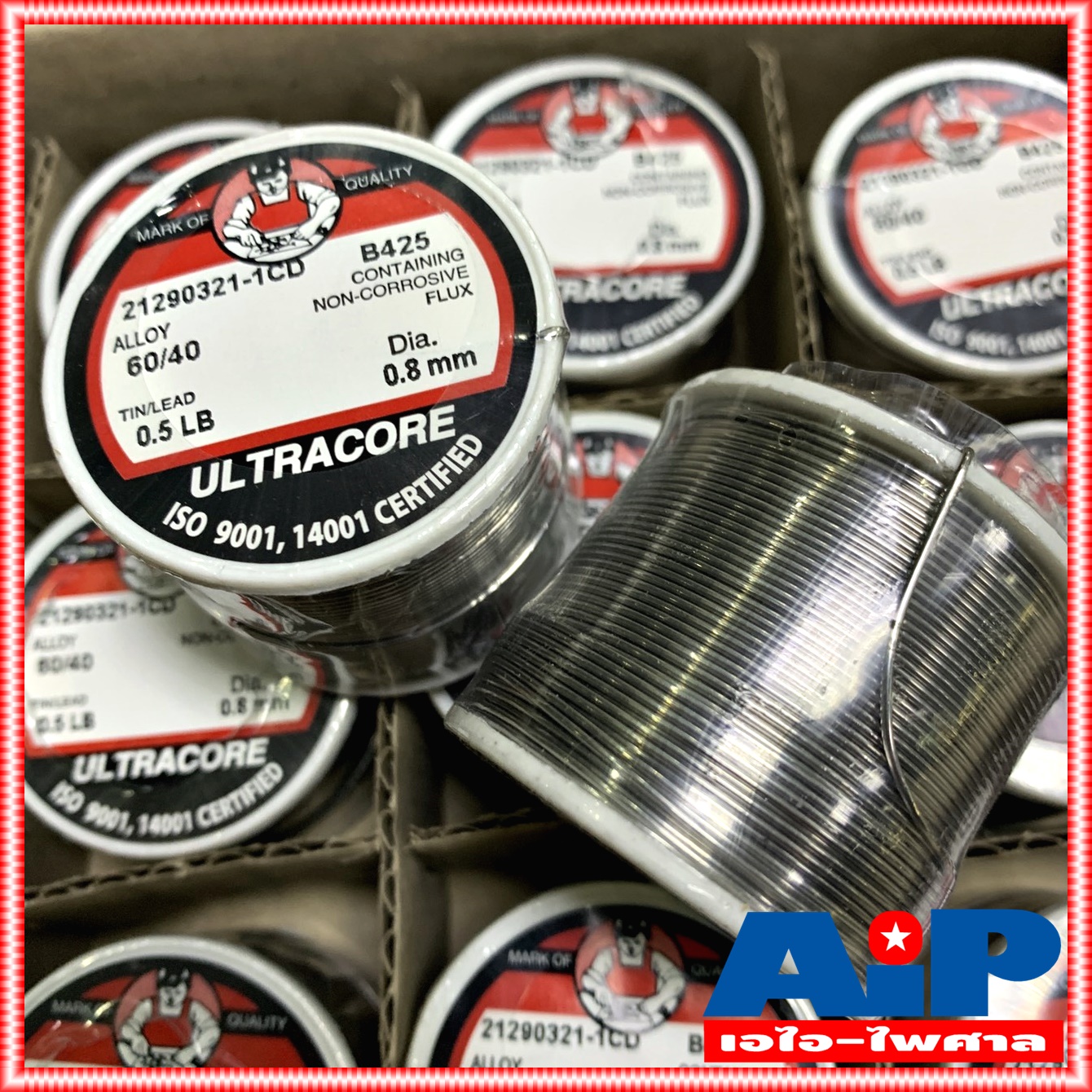 1ขด ULTRACORE ตะกั่วขด 60/40 ขนาด 0.8 มม หนัก 0.5 ปอนด์ ตะกั่วบัดกรี ตะกั่ว อุลตร้าคอร์ ตะกั่วบัดกรี เส้นผ่าศูนย์กลาง 0.8 มม