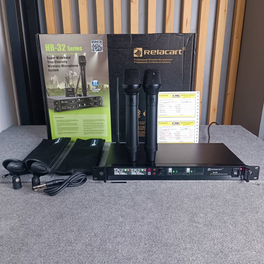 Relacart HR-32 ไมค์ลอยคู่ ไมค์ไร้สายคู่ ความถี่ UHF ไมโครโฟน ไมค์ไร้สาย ไมค์ลอย มือถือคู่ รีลาคาร์ท HR 32 HR32 เอไอ-ไพศาล