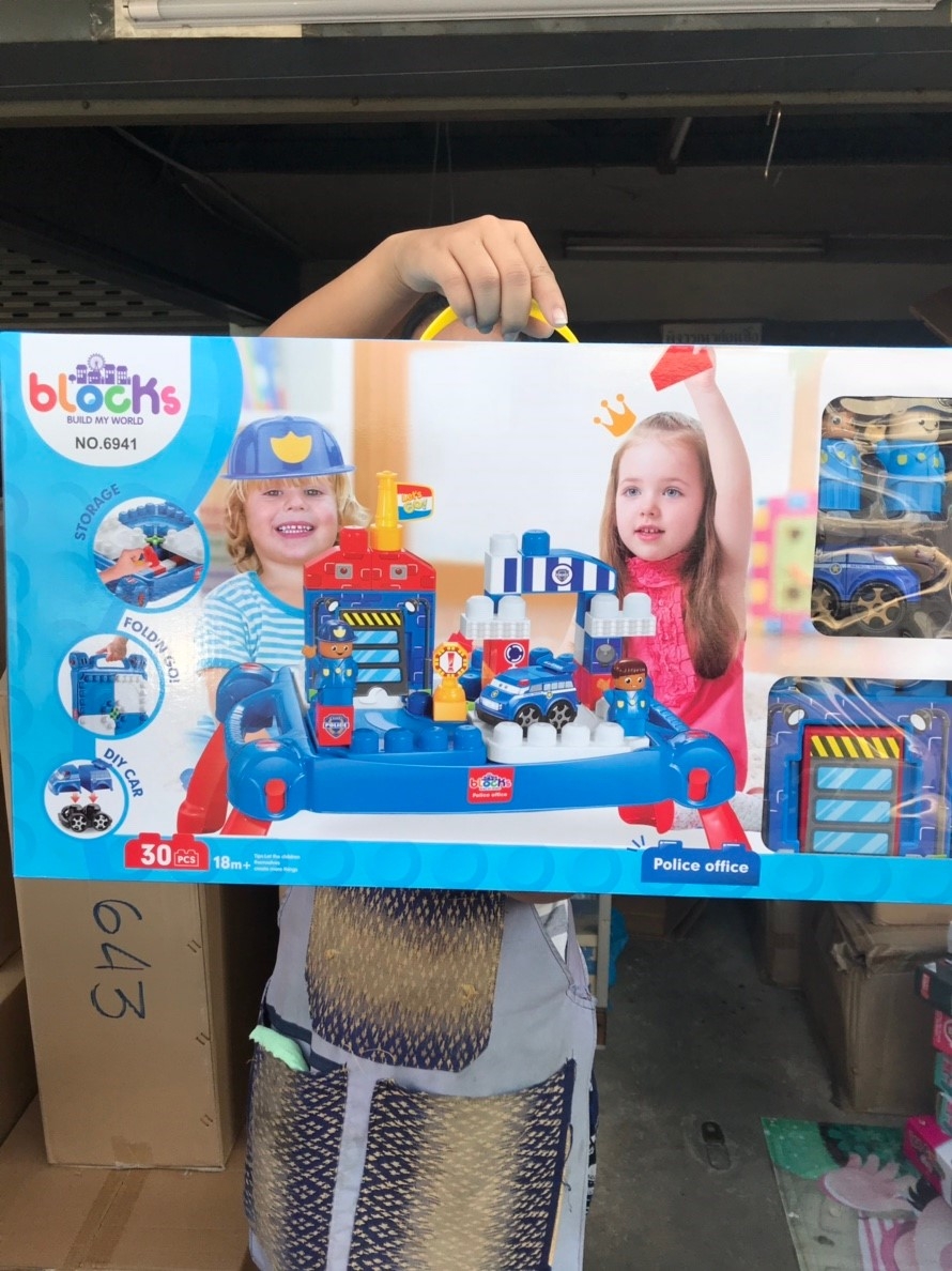 6941 ของเล่นโต๊ะบล็อกตัวต่อสีน้ำเงิน กล่องใหญ่