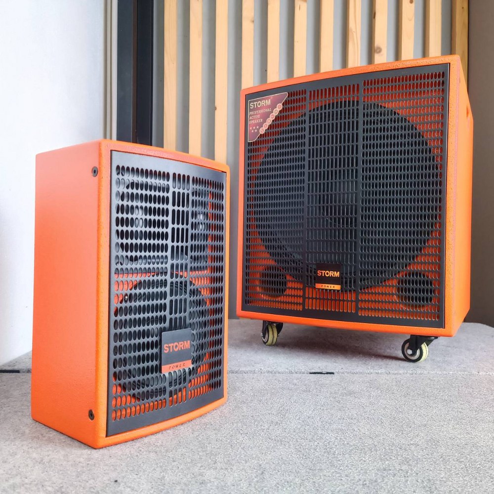 STORM PAB-3615MS สีส้ม ชุดลำโพง ซับ15นิ้ว กลาง6นิ้ว พร้อมไมค์ลอย ชาร์จแบตได้ บลูทูธ PAB 3615MS ลำโพงแอคทีฟ PAB3615MS เอไอ-ไพศาล