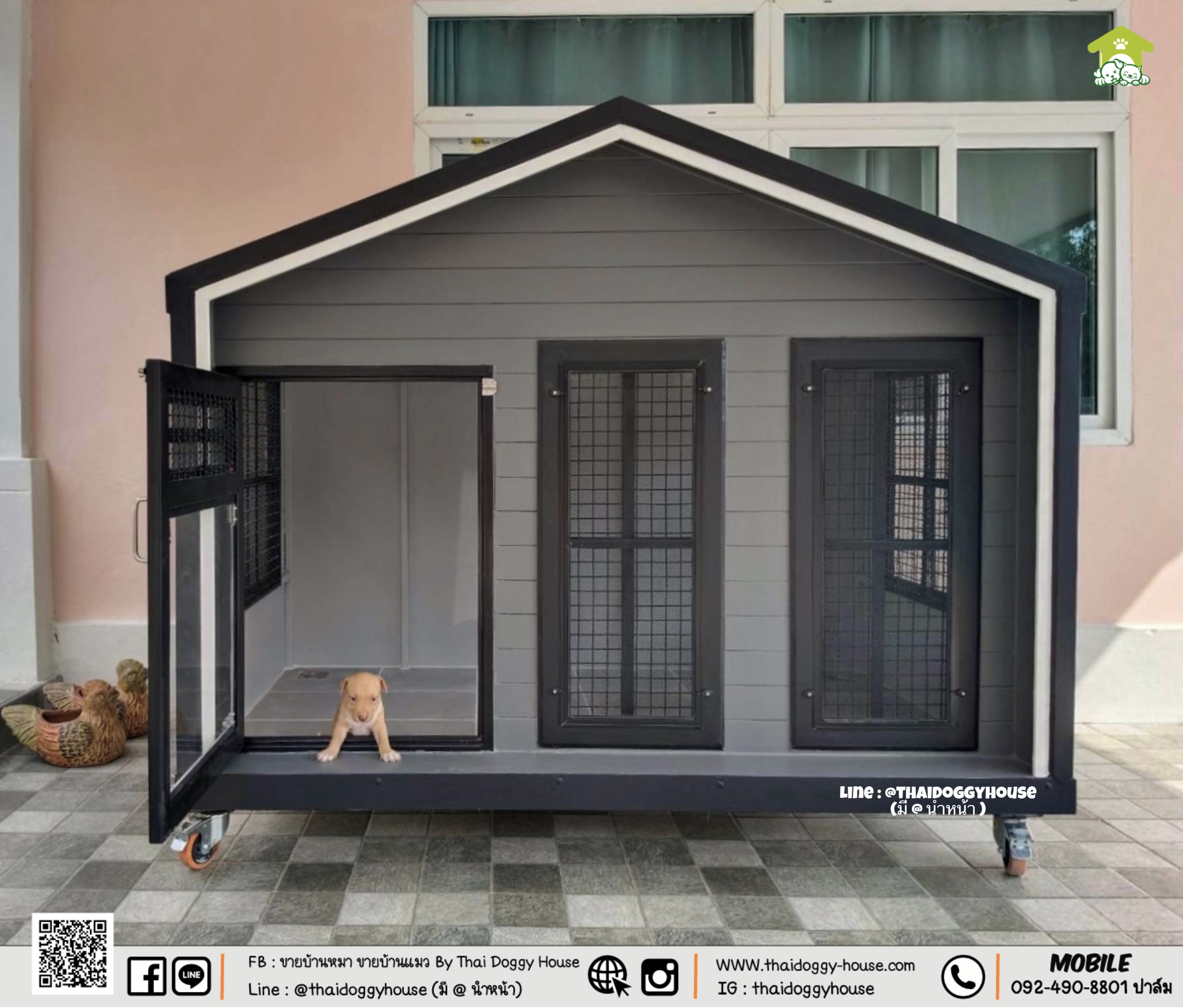 บ้านหมา บ้านแมว " 𝐍𝐎𝐑𝐃𝐈𝐂 𝐒𝐓𝐘𝐋𝐄 " มีตะแกรงเหล็ก มุ้งลวด พร้อมประตูบานสวิง ให้น้องๆเข้า- ออกเองได้ อากาศถ่ายเทได้ดี
