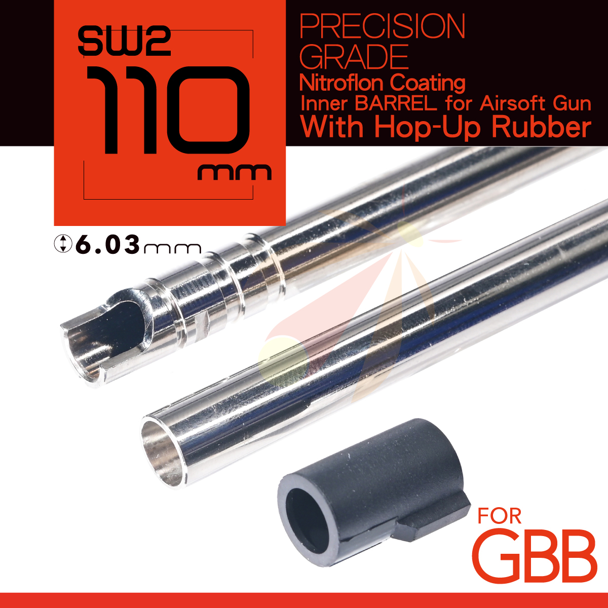 UNICORN 110mm Nitroflon Coating 6.03MM Ultimate Precision Inner Barrel For KJ SHADOW2 GBB (UC-IB-G-SW2-110)
