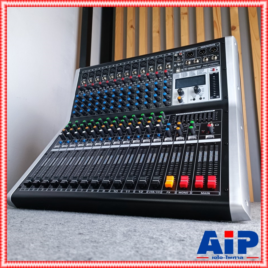 PROEUROTECH PMX-P12650 X4 POWERMIXER+บูลทูส เพาเวอร์มิกเซอร์ รุ่นใหม่ โปรยูโรเทค 12 ช่องไมค์ 4 ช่องขับลำโพง 650 วัตต์ ตัดความถี่ซับได้ PMXP12650X4 เอไอ-ไพศาล