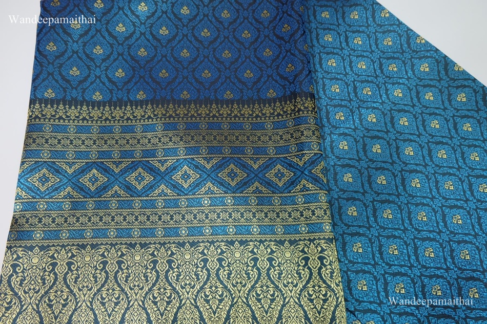 ผ้าไหมเกษตร คุณภาพดี ราคาถูก (สีน้ำทะเล)