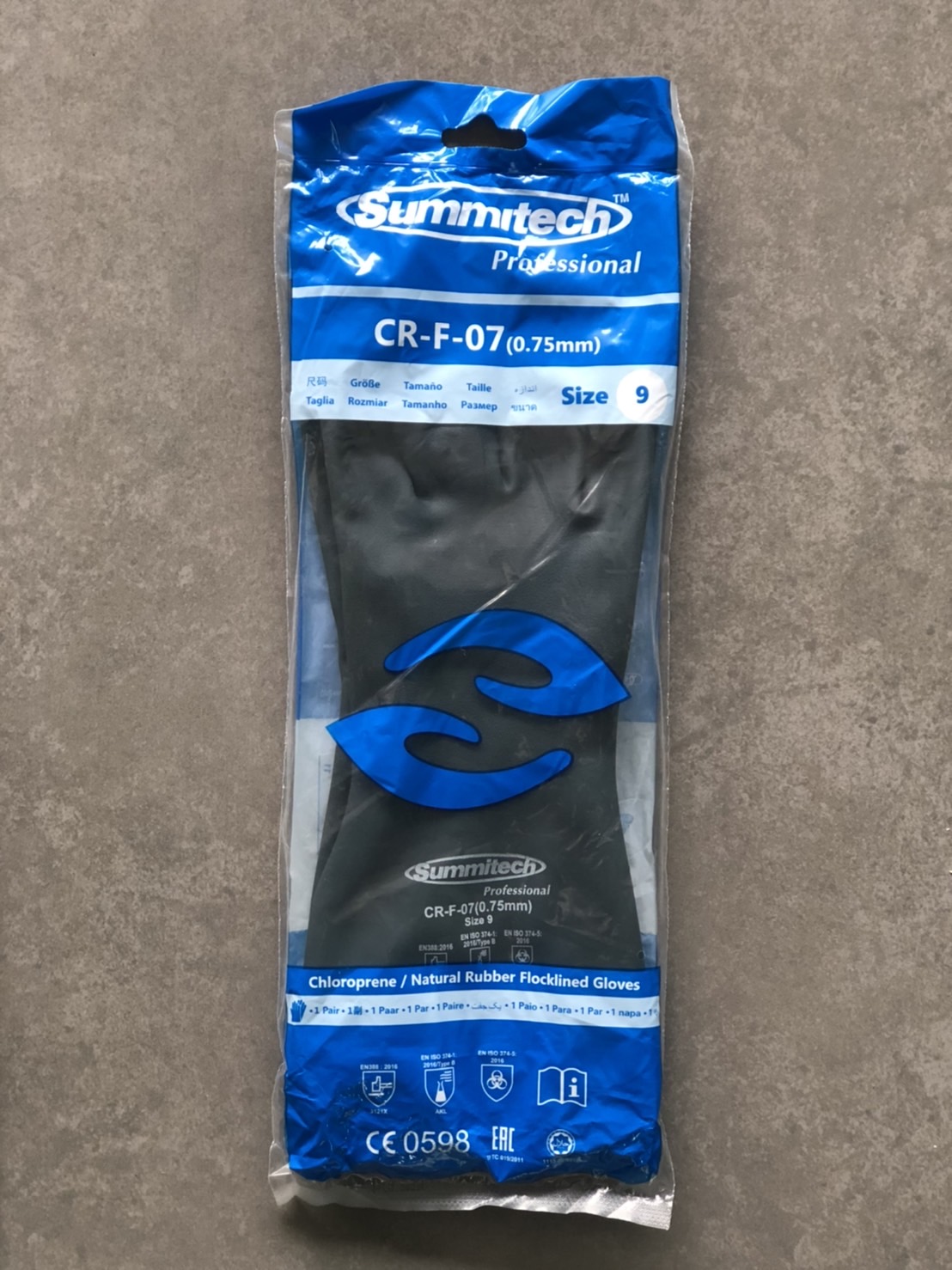 ถุงมือยางไนไตร ถุงมือป้องกันสารเคมี ถุงมือทำสวน ถุงมือทำความสะอาด SUMMITECH รุ่น CR-F07 Size 9 ( L ) บรรจุ 1:1