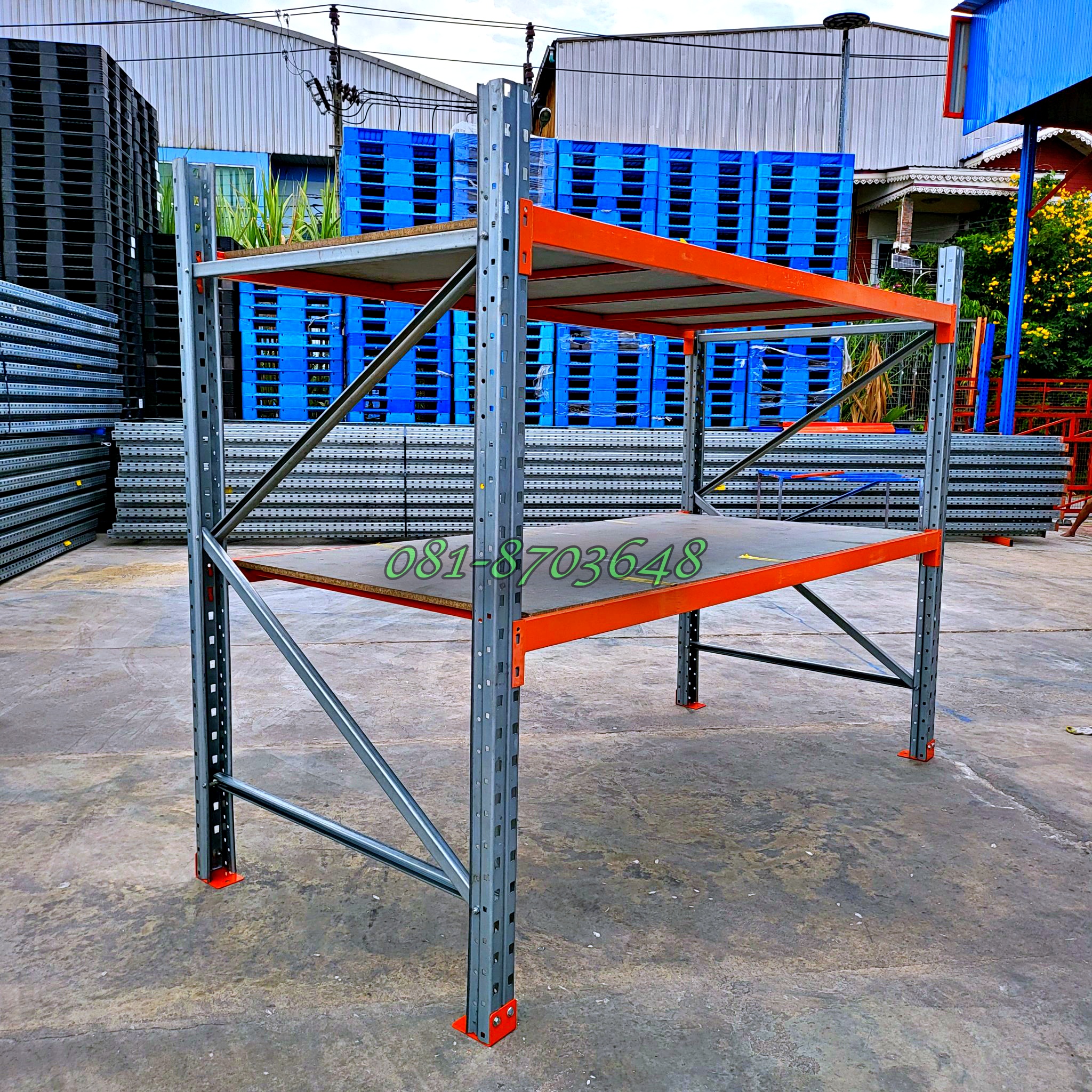 Medium rack มือสอง มาใหม่ ขนาด 125x250xสูง200cm 2 ชั้น รับน้ำหนักได้ชั้นละ 1000kg