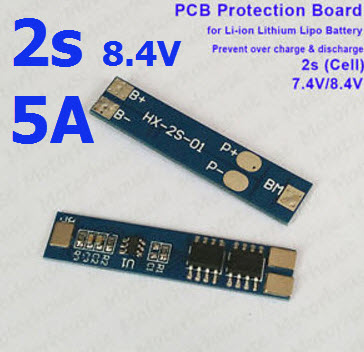 โมดูลป้องกัน แบตเตอรี่ลิเธียม 2s 5a 7.4V 8.4V กระแสสูงสุด 5A