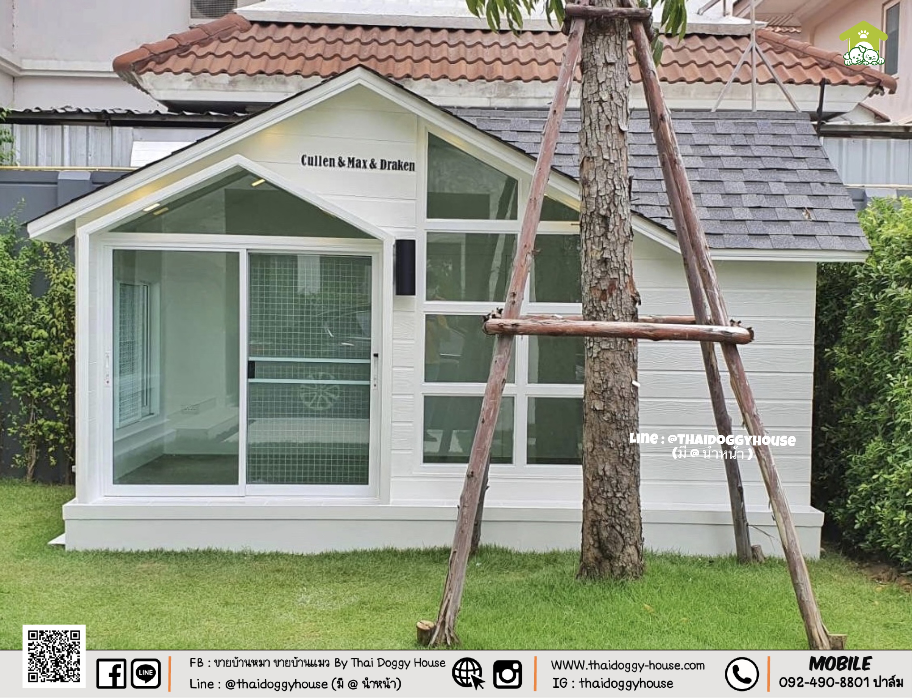 บ้านหมา บ้านแมวติดแอร์ " 𝐍𝐎𝐑𝐃𝐈𝐂 𝐒𝐓𝐘𝐋𝐄 " ฟังก์ชั่นครบ หลังใหญ่ กระจกบานใหญ่เปิดรับแสงธรรมชาติได้ดี โทนบ้านสีขาวทำให้ดูเรียบง่าย สบายตามากขึ้น