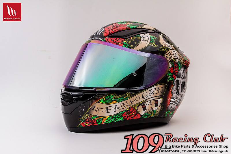 MT Revenge Skull & Roses - Gloss Black / Red