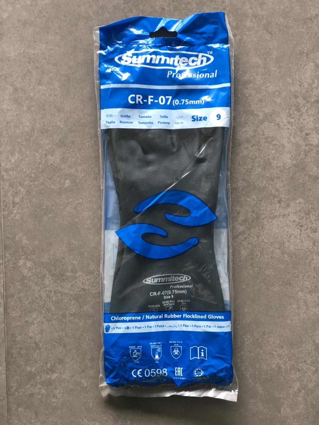 ถุงมือยางไนไตร ถุงมือป้องกันสารเคมี ถุงมือทำสวน ถุงมือทำความสะอาด SUMMITECH รุ่น CR-F07 Size 9 ( L ) บรรจุ 1:1