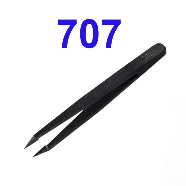Tweezers Anti-static black/white carbon fiber แบบพลาสติก