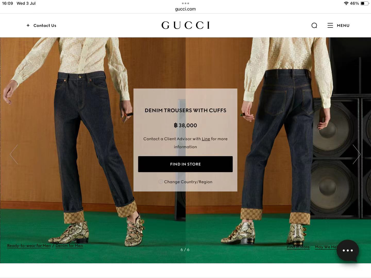 **mix** กางเกงยีนส์ Gucci DENIM TROUSERS WITH CUFFS ของผู้ชาย สินค้าใหม่ ของแท้
