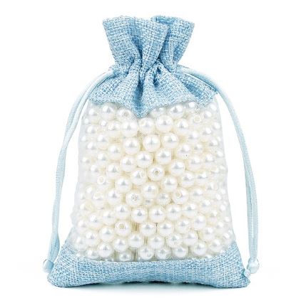 ถุงผ้ากระสอบ แบบทำสี ถุงผ้ากระสอบ ผสมผสาน กับ ตาข่ายสีขาว ตรงกลาง ถุงผ้าใส่ของชำร่วย สวย ๆ โชว์ของด้านใน 661475