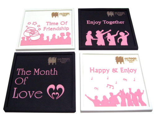 ที่รองแก้วยางหยอด, แผ่นรองแก้วยางหยอด Rubber Coaster