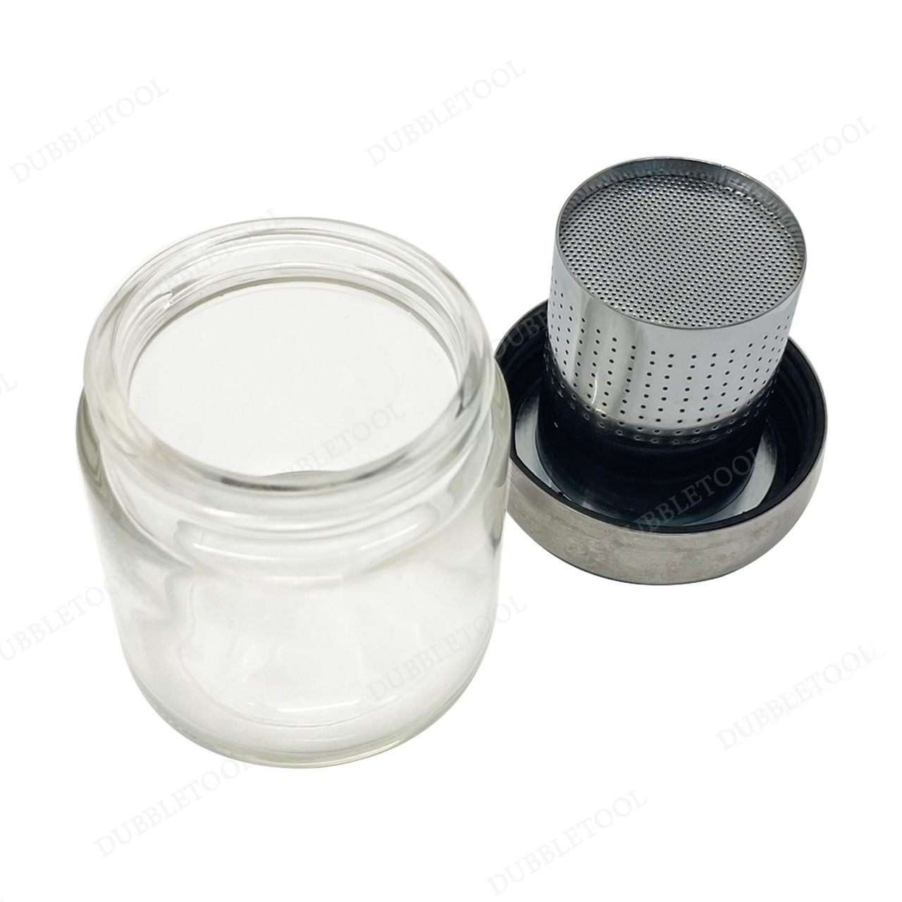 ขวดแก้วล้างเพชร ตระแกรงล้างพลอย โหลแก้วแช่น้ำยาล้างพลอย ฝาครอบสแตนเลส Diamond Stone Washer