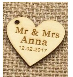 Tag ไม้ ป้ายแท็กของชำร่วยแต่งงาน แบบพิเศษ ทำด้วยไม้ รูปหัวใจ สลักชื่อ คู่บ่าวสาว tag หัวใจ แบบพรีเมี่ยม 659765