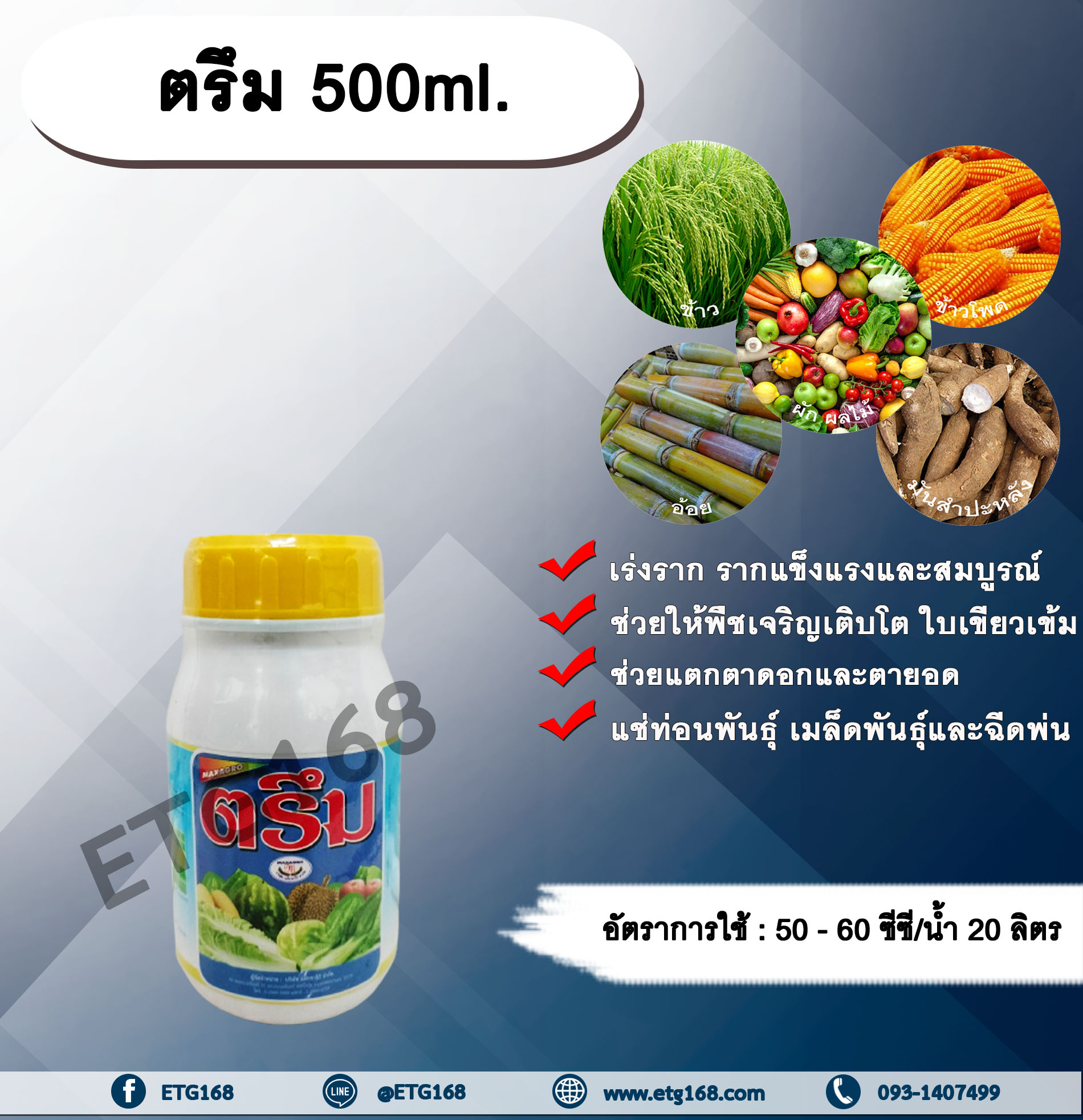 ตรึม 500ml. ธาตุอาหารรอง ธาตุอาหารเสริม เร่งราก เร่งต้น เร่งใบ ขยายราก บำรุงราก ใบเขียว