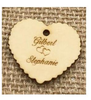 Tag ไม้ ป้ายแท็กของชำร่วยแต่งงาน แบบพิเศษ ทำด้วยไม้ รูปหัวใจ สลักชื่อ คู่บ่าวสาว tag หัวใจ แบบพรีเมี่ยม 659765