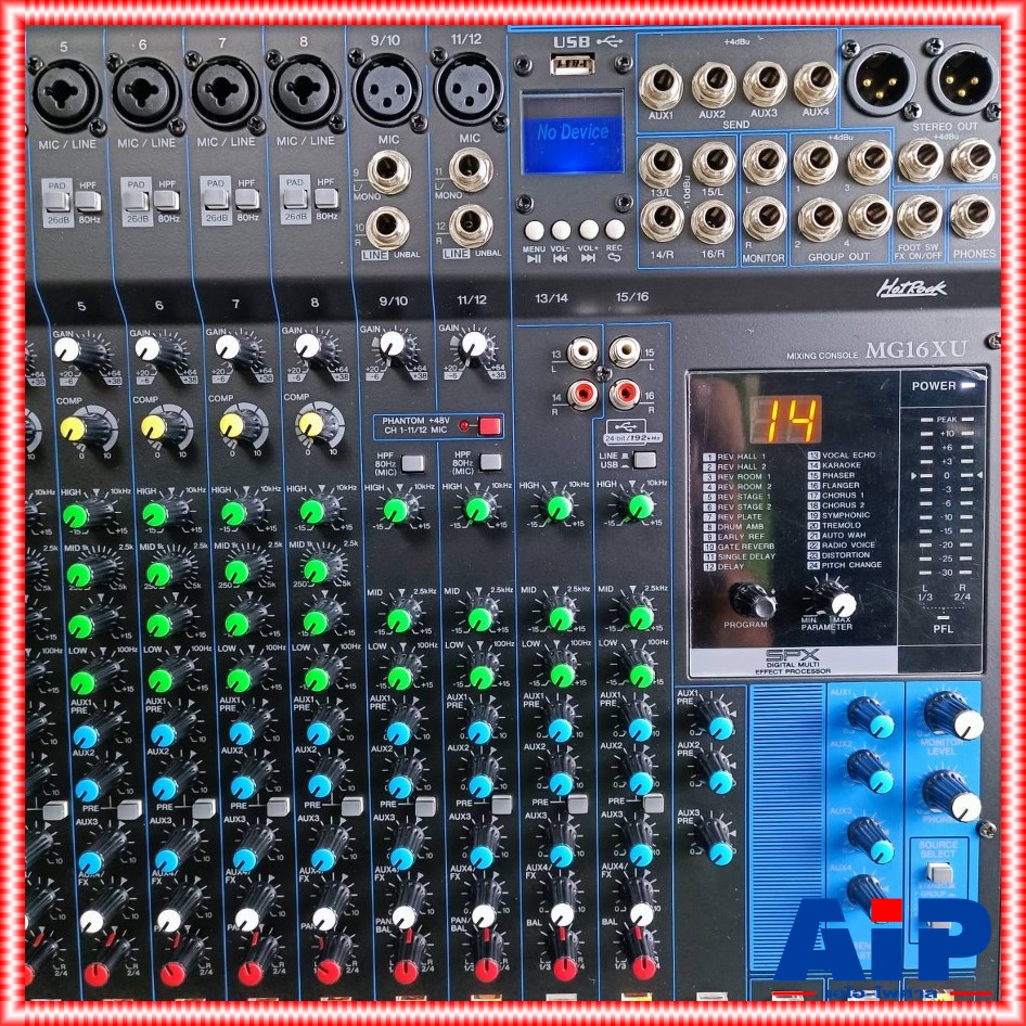 HOTROCK MG-16XU USB MIXER มิกซ์ มิกเซอร์ มิกซ์ฮอทร็อค เครื่องเสียง เครื่องปรับแต่งเสียง MIX MG16 XU MG 16XU เอไอ-ไพศาล