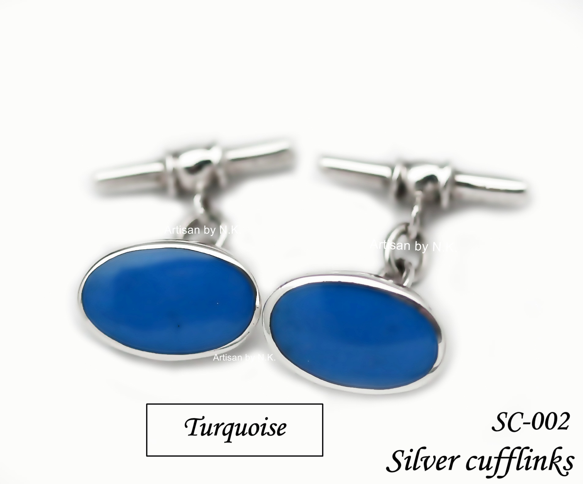 กระดุมแขนเสื้อ (Silver turquoise cufflink)