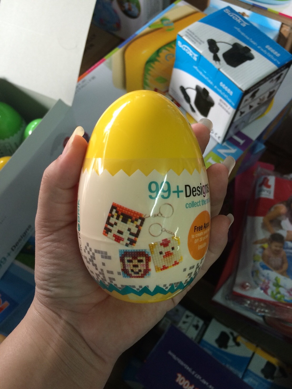 UTT1 ของเล่นไข่เลโก้ตัวต่อพวงกุญแจ ฟองใหญ่ ยกกล่อง 6 ชิ้น คละ