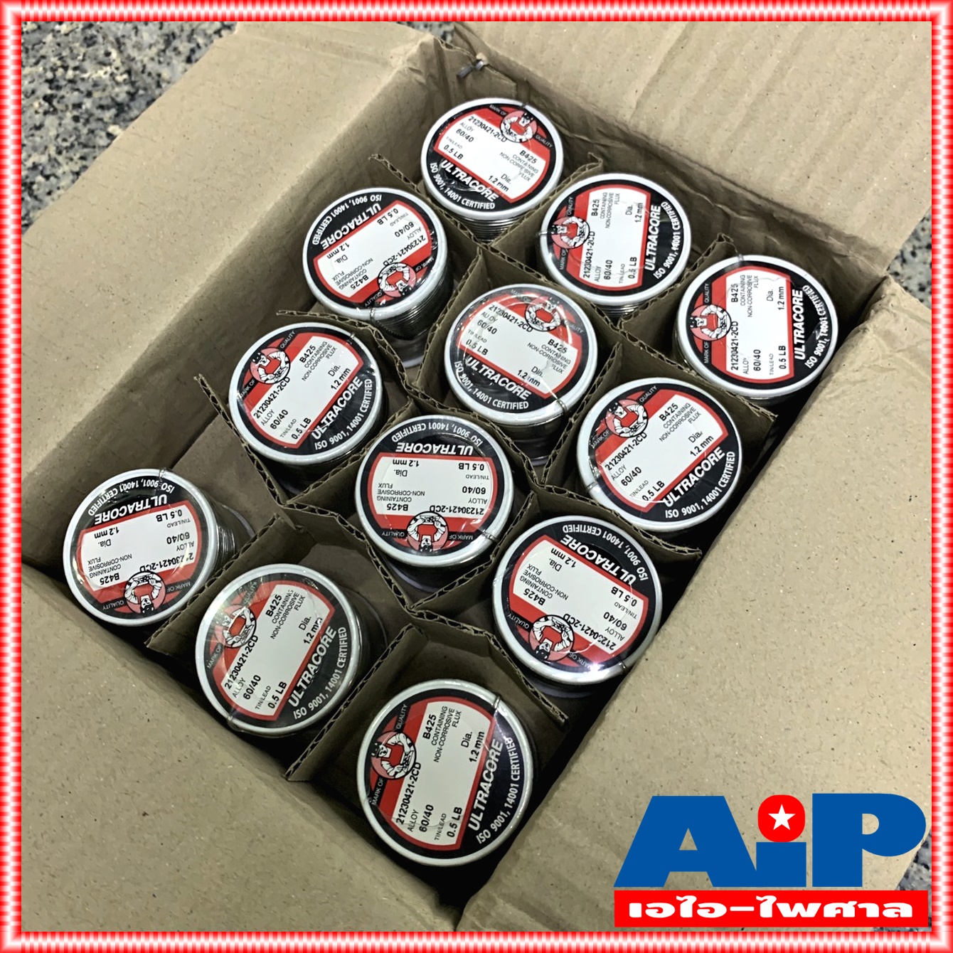 ยกกล่อง24ขด ULTRACORE ขนาด 1.2 มม หนัก 0.5 ปอนด์ ตะกั่วขด 60/40 ตะกั่วบัดกรี ตะกั่ว อุลตร้าคอร์ เอไอ-ไพศาล