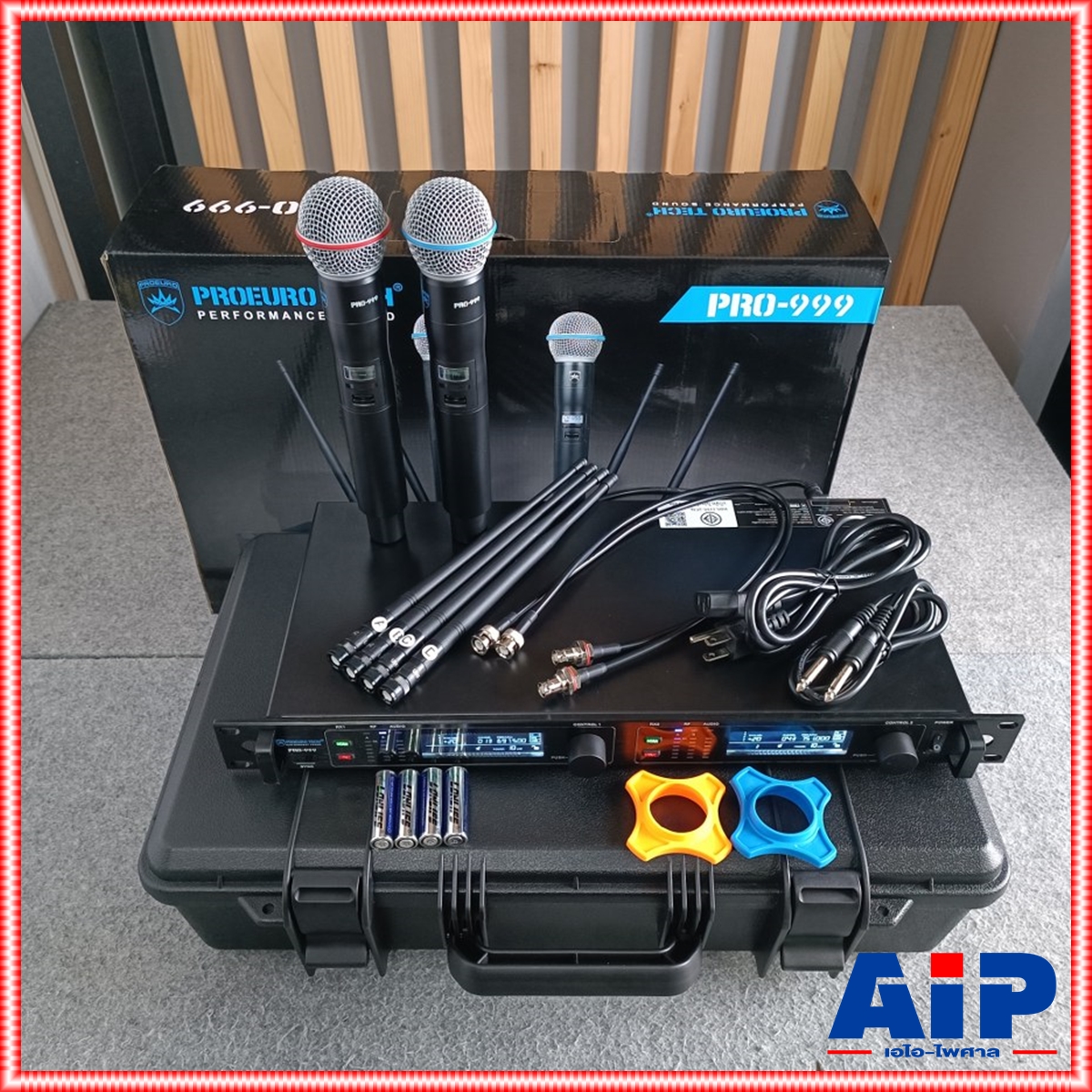 ความถี่ใหม่ กสทช PROEUROTECH PRO-999 ไมค์ลอยมือถือคู่UHF ไมค์ลอยคู่ ไมค์คาราโอเกะ PRO999 PRO 999 แถมอุปกรณ์ย้ายเสา กระเป๋าเก็บไมค์ เอไอ-ไพศาล