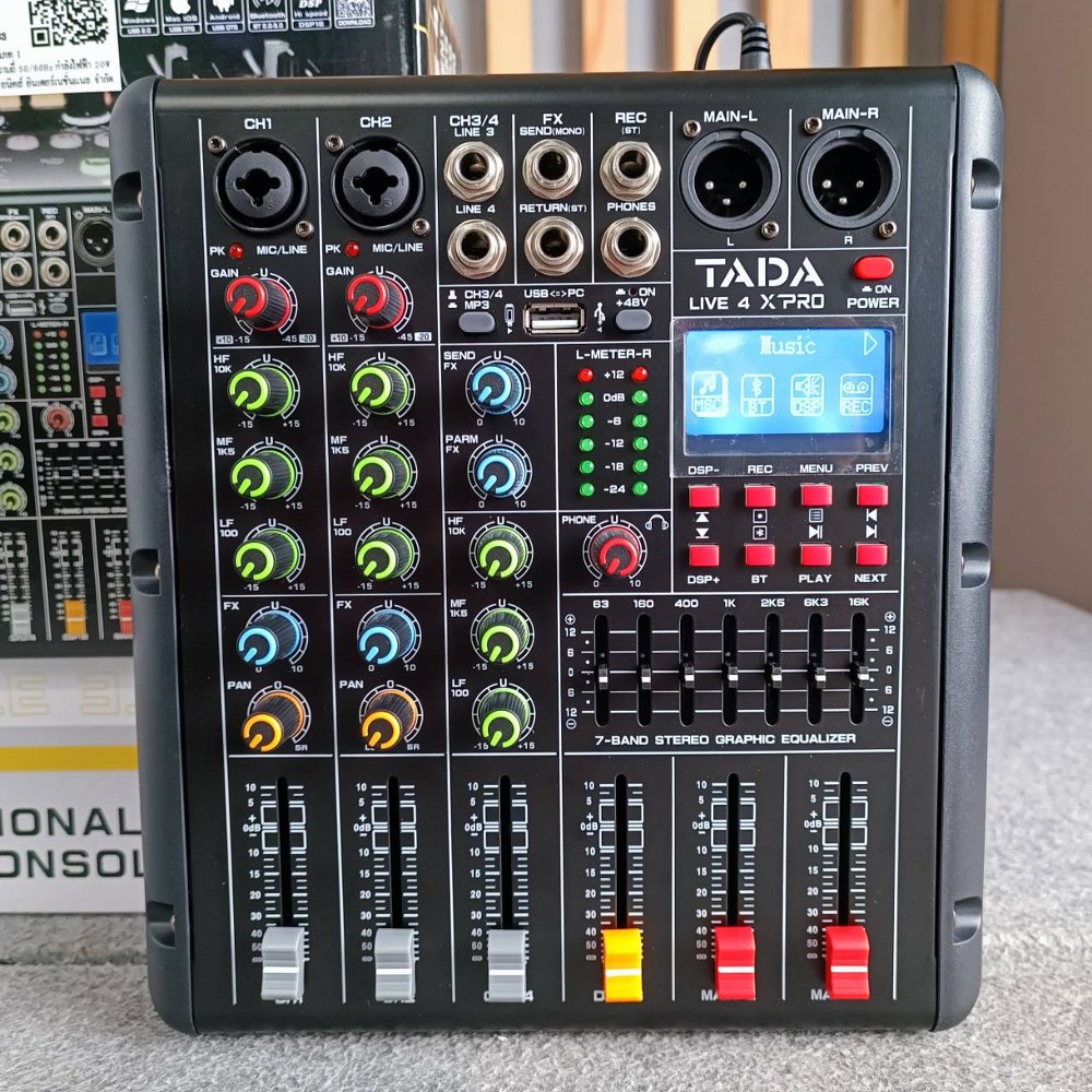 TADA LIVE-4 MIXER มิกเซอร์ ธาดา LIVE 4 LIVE4 Bluetooth มี USB เล่น Mp3 ได้ มีเอฟเฟกแท้ effect EQ 7 แบนด์ มี REC บันทึกเสียงได้ เอไอ-ไพศาล
