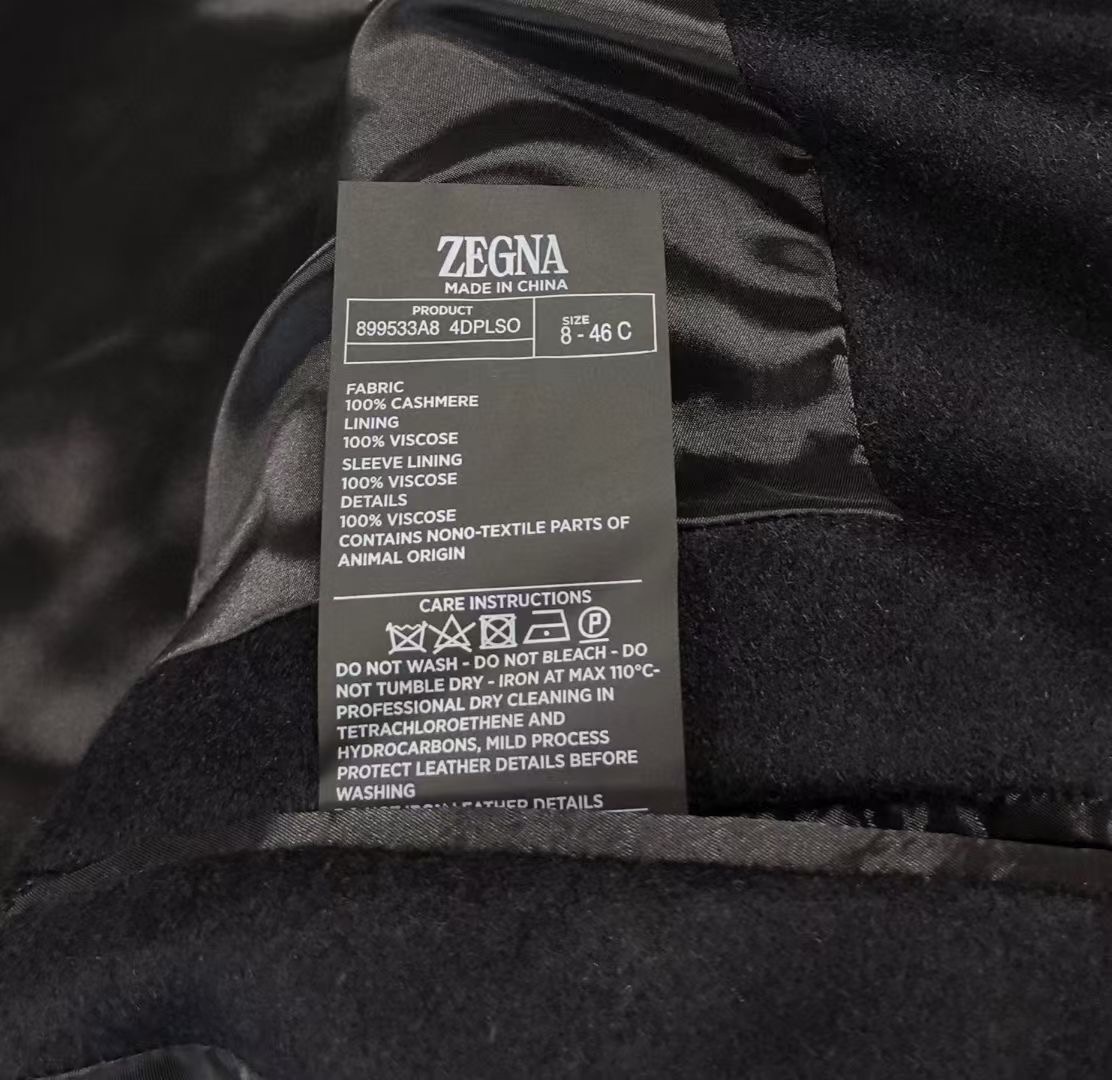 เสื้อโค้ท Ermenegildo Zegna Black Cashmere Double Breasted Coat สินค้าใหม่ ของแท้