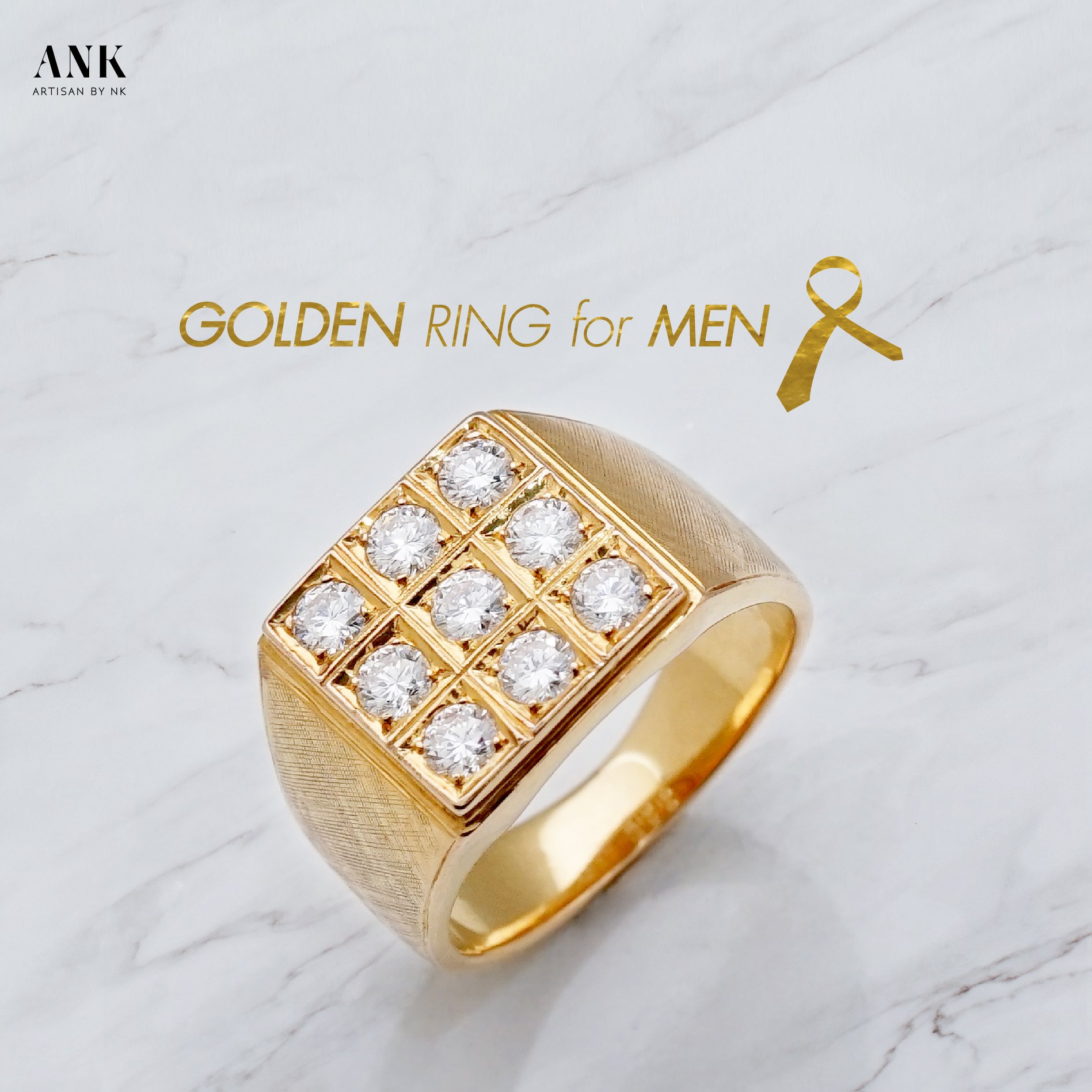 สะท้อนความหรูหรา มีระดับ ด้วยแหวนทอง 22K ฝังเพชร 9 เม็ด 1.36 กะรัต น้ำ 98 VVS