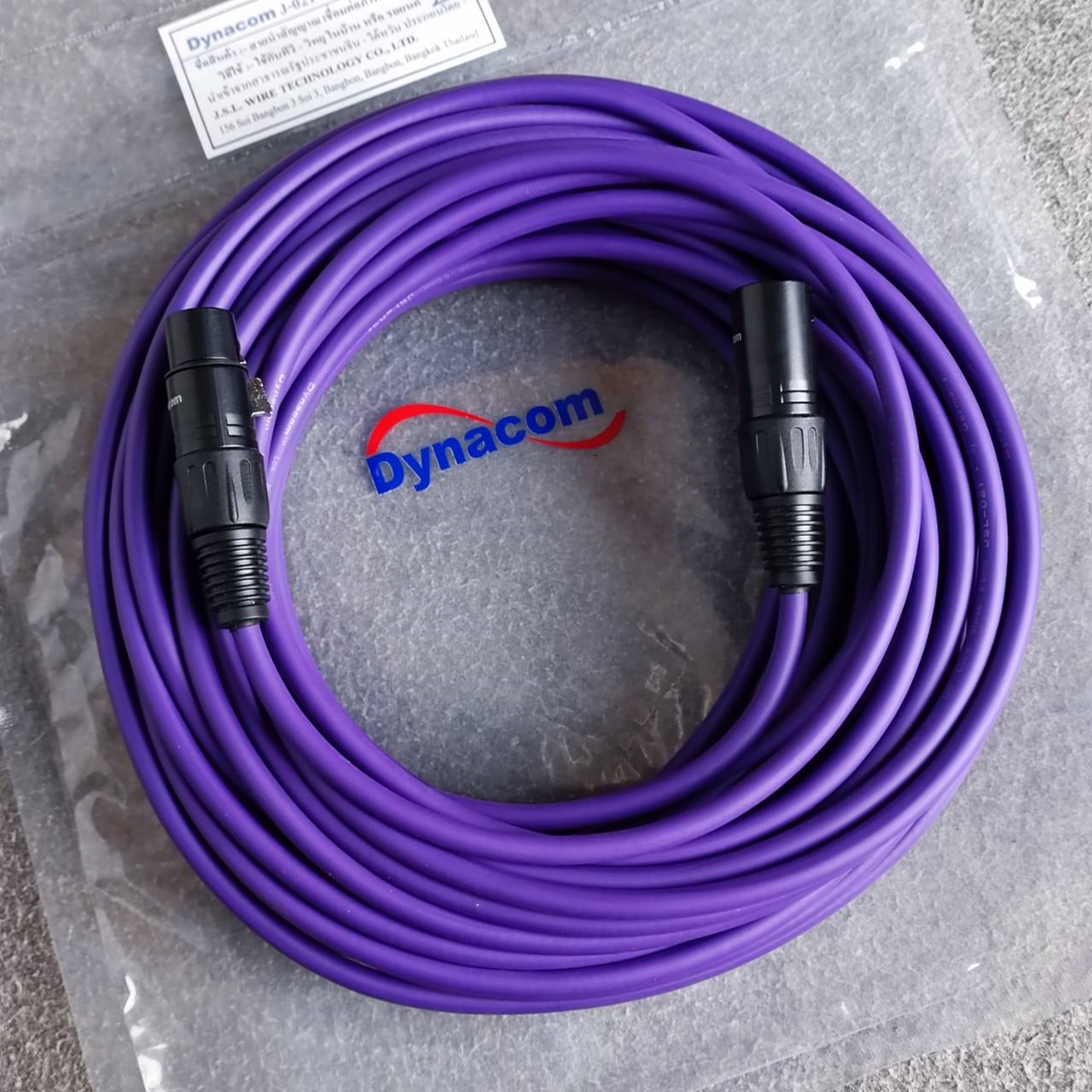 30เมตร สายP.XLRออกJ.XLR J021 dynacom สีม่วง สายสัญญาณ CANNON ผู้ ออก CANNON เมีย สาย บาลานซ์ เอไอ-ไพศาล