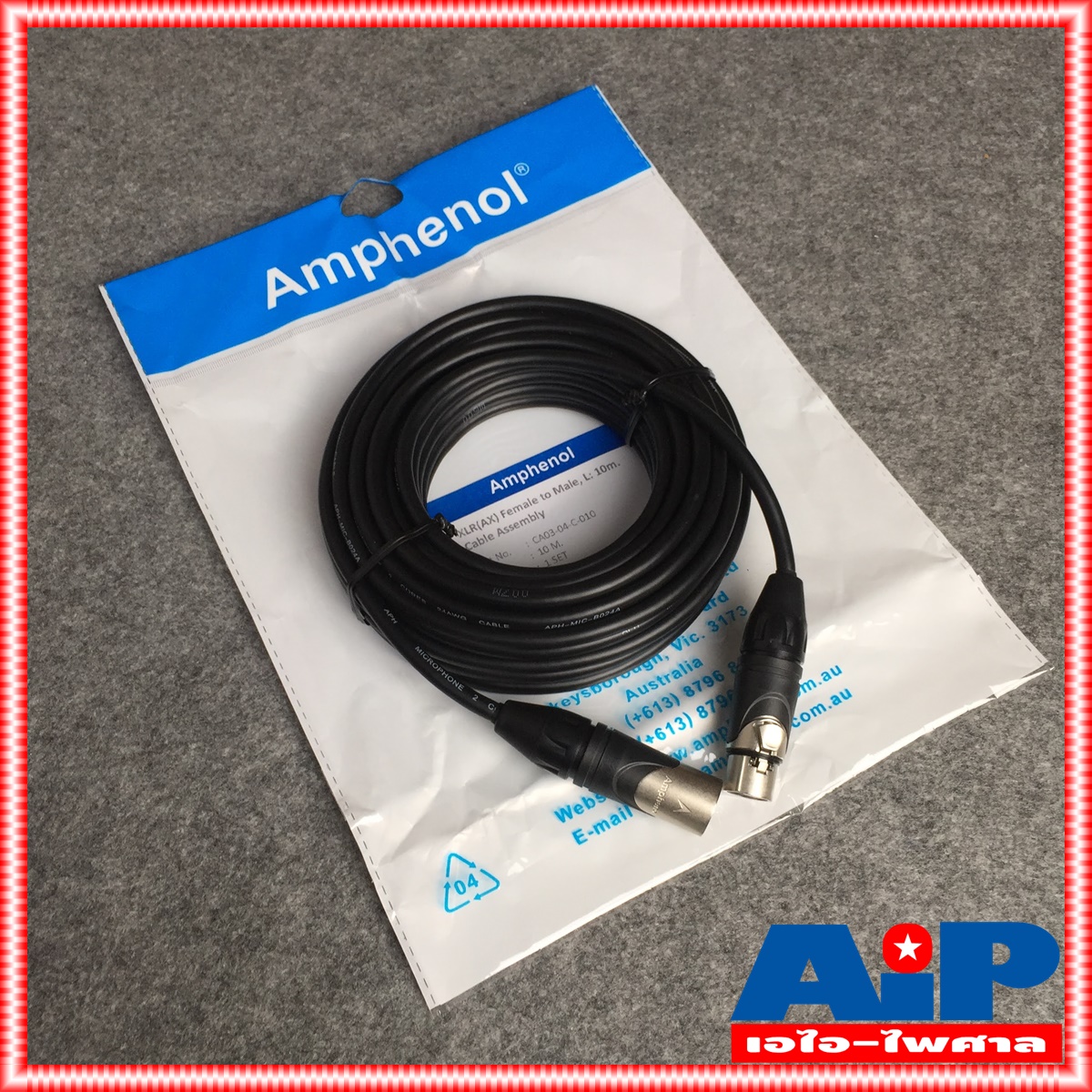 10เมตร AMPHENOL สาย XLRผู้-เมีย 10M CA03-04-C-010 สาย cannon ผู้ ออก cannon เมีย ความยาว 10เมตร สายสัญญาณ XLR ผู้ - XLR เมีย