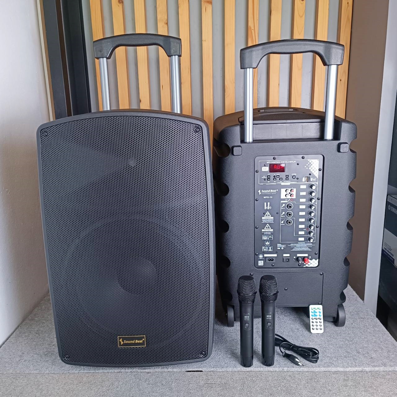 SOUNDBEST WPS-15 NEW ลำโพง ล้อลาก + ไมค์ลอยคู่ WPS 15 WPS15 ตู้ลำโพงเคลื่อนที่ล้อลาก ขนาด 15 นิ้ว มีแบตเตอรี่ในตัว ลำโพงล้อลาก ลำโพงเอนกประสงค์ เอไอ-ไพศาล