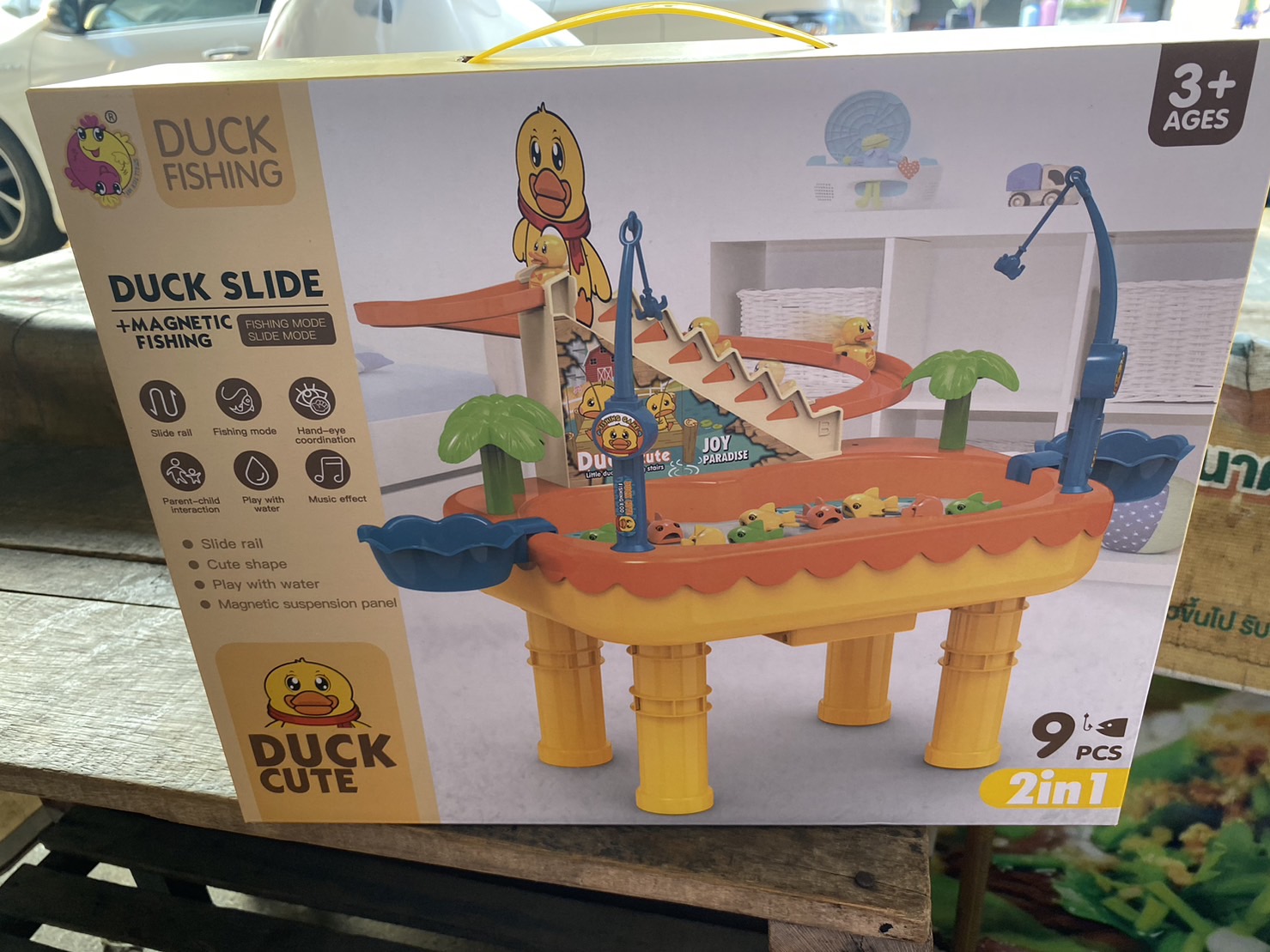 7721B ของเล่นเด็กโต๊ะตกปลาพร้อมรางไต่ราวเป็ดใส่ถ่าน ปลีกชิ้นละ