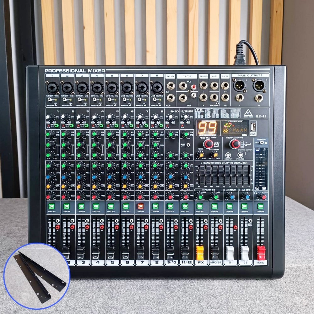 MICROTECH HK-12 MIXER แถมฟรี ปีกยึดRACK ไมโครเทค USB บลูทูธ MP3 มิกเซอร์อนาล็อก 12 ช่อง เอฟเฟคแท้ HK 12 HK12 เอไอ-ไพศาล