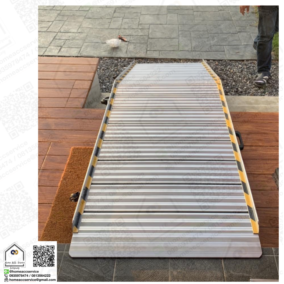 ทางลาดรถเข็นอลูมิเนียมยาวพิเศษ262ซม. (262x75x5.5cm) พับครึ่งด้านกว้าง หนัก 27kg - Aluminium Ramp 262x75x5.5cm 27 kg
