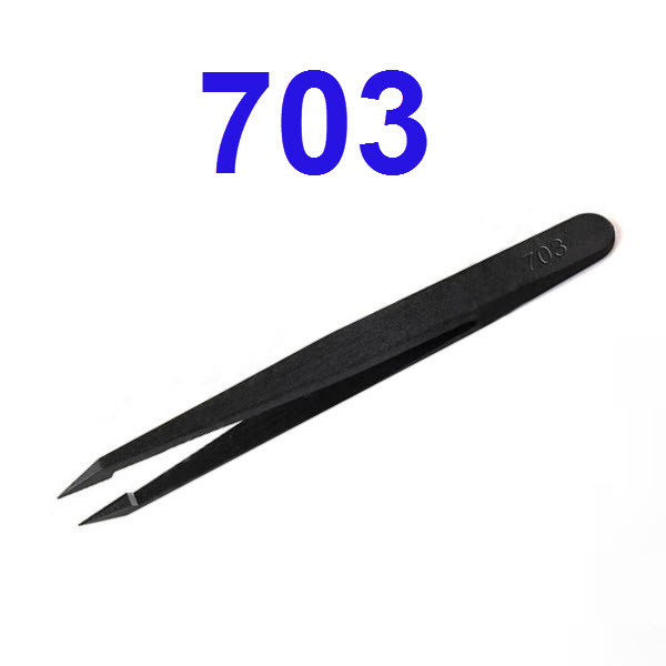 Tweezers Anti-static black/white carbon fiber แบบพลาสติก