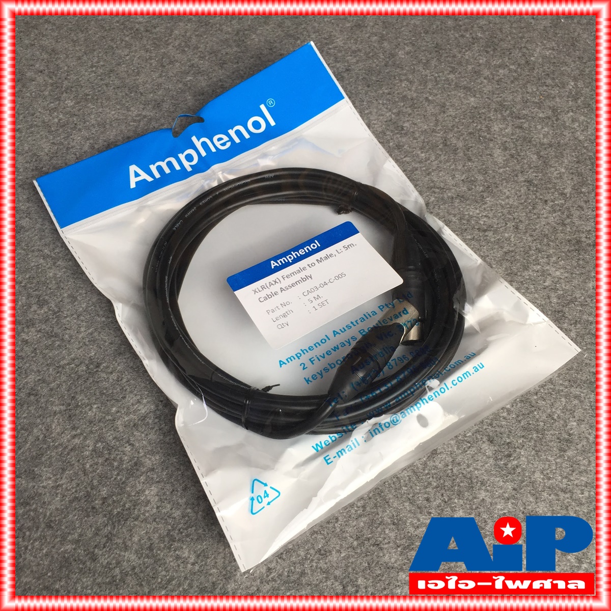5เมตร AMPHENOL สาย XLRผู้-เมีย 5M CA03-04-C-005 สาย cannon ผู้ ออก cannon เมีย 5เมตร สายสัญญาณ XLR ผู้ - XLR เมีย ความยาว5เมตร