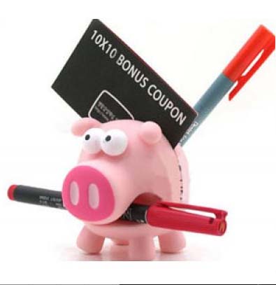 ที่เสียบปากกา น่ารัก รูปหมู เสียบนามบัตรได้