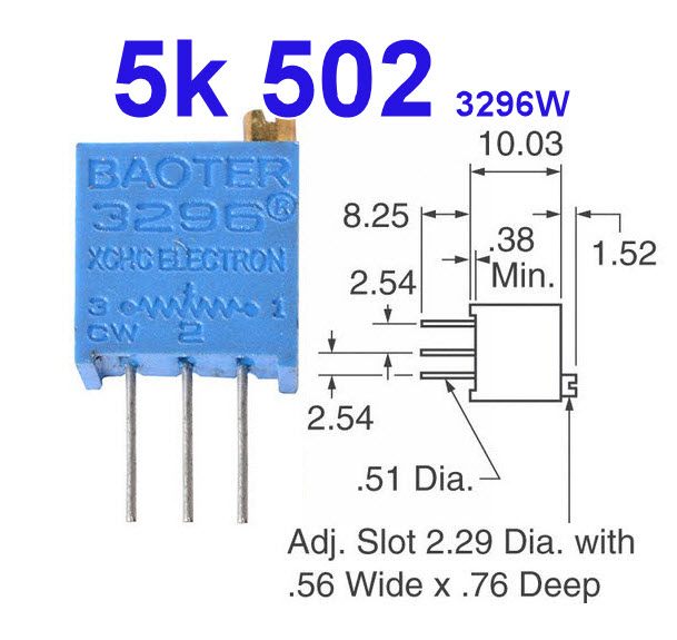 VR เกือกม้า 5 Kohm (502) 3296W Trimpot Variable Resistor (Trimmer Potentiometer)