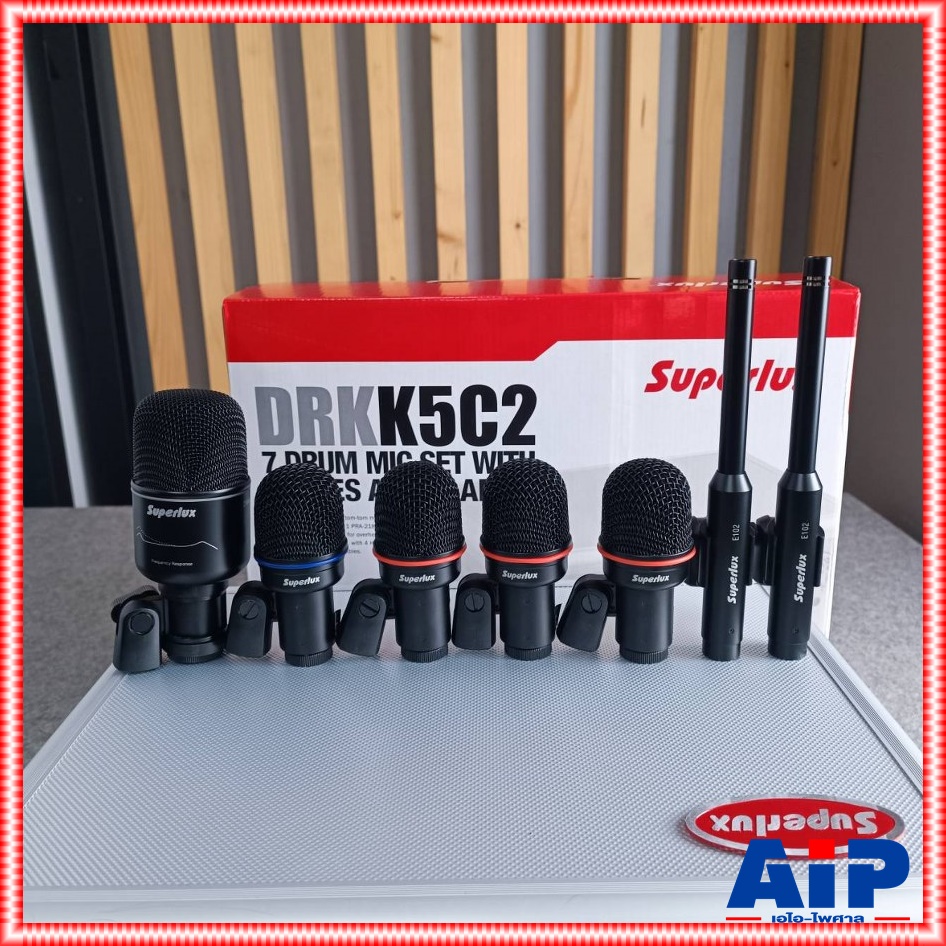 SUPERLUX DRK-K5C2 ไมค์เครื่องดนตรี7ชิ้น DRK K5C2 DRKK5C2 Drum Microphone Set ชุดไมค์กลอง 7 ชิ้นพร้อมสายไมโครโฟน เอไอ-ไพศาล