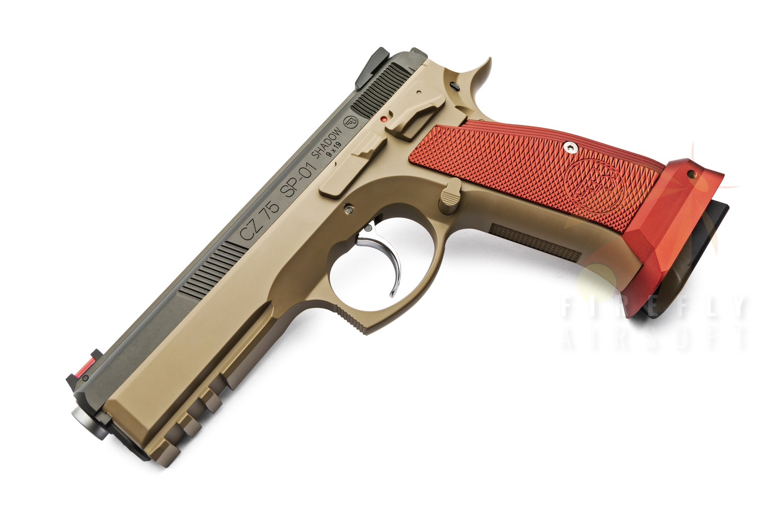 KJ WORKS CZ-75 SHADOW (LIMITED EDITION) GBB AIRSOFT PISTOL-RED GRIP