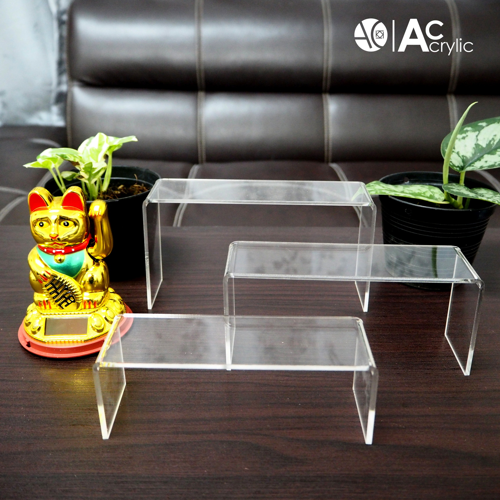 ชั้นวางโมเดล ชั้นวางของ ชั้นอะคริลิค ทรง U แยกชิ้น 3 สเต็ป Acrylic show product 3 step (3S3)