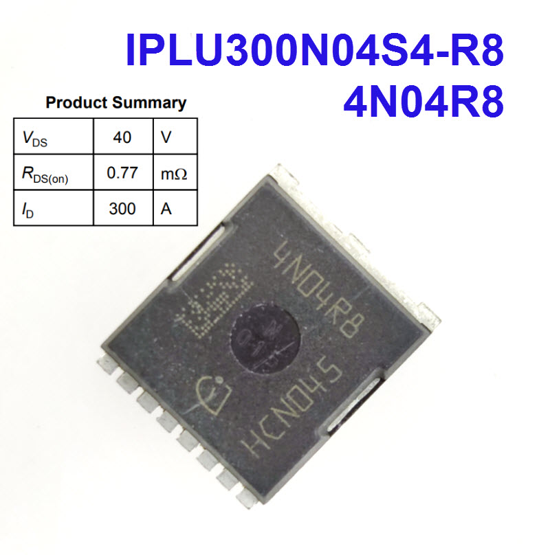 IPLU300N04S4-R8 4N04R8 40V, N-Ch, 0.77 mΩ max, Automotive MOSFET, TOLL, OptiMOS™-T2