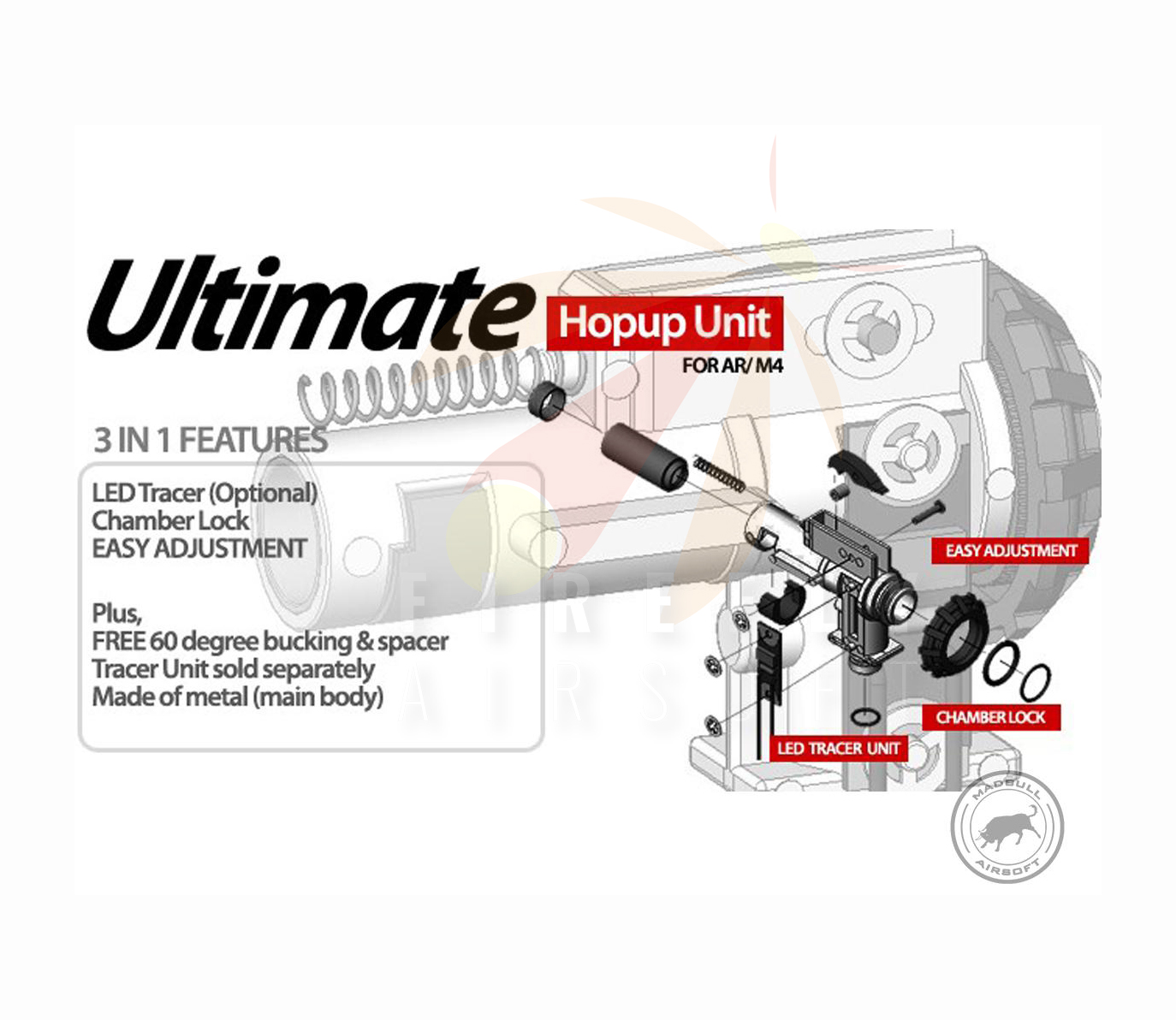 MadBull Airsoft Ultimate Hop-up Unit for M4/M16 Series Airsoft AEG