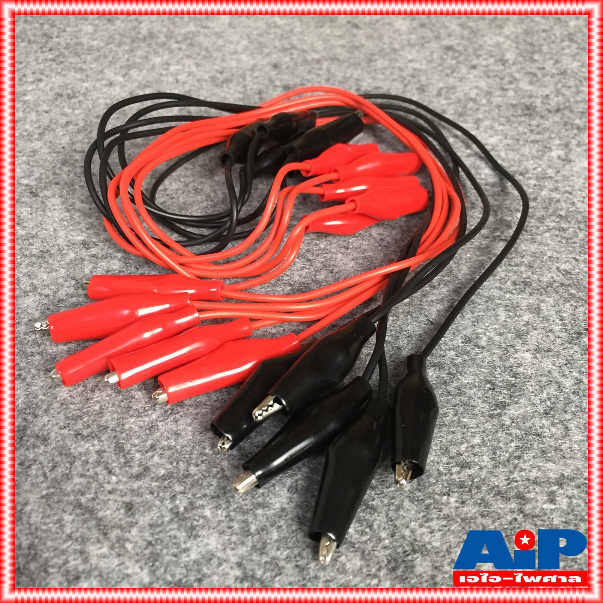 ชุด10เส้น ดำ-แดง สาย ปากคีบ ปากจระเข้ ยาว 50 CM สายทดสอบ วงจร Clips Test Cable 10 เส้น ดำ แดง สายปากคีบ สายทดลอง