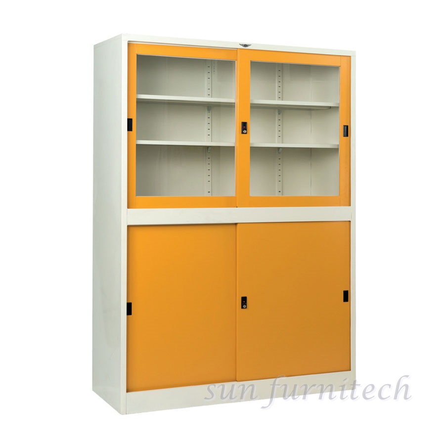 ตู้บานเลื่อน 4 ฟุต (บนบานกระจก-ล่างบานทึบ) elegant รุ่น SL4FH2