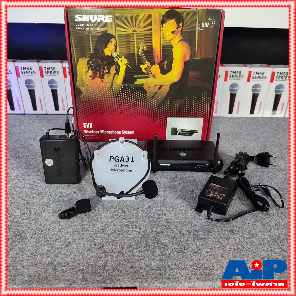 SHURE SVX14TH/PGA31-Q12 ไมค์คาดหัว ไมค์ลอย ไมโครโฟนไร้สายแบบคาดศรีษะเดี่ยว ย่าน UHF คลื่นความถี่ 748-758 MHz SVX 14 TH / PGA 31 Q 12 SVX14TH/PGAQ12 เอไอ-ไพศาล +++