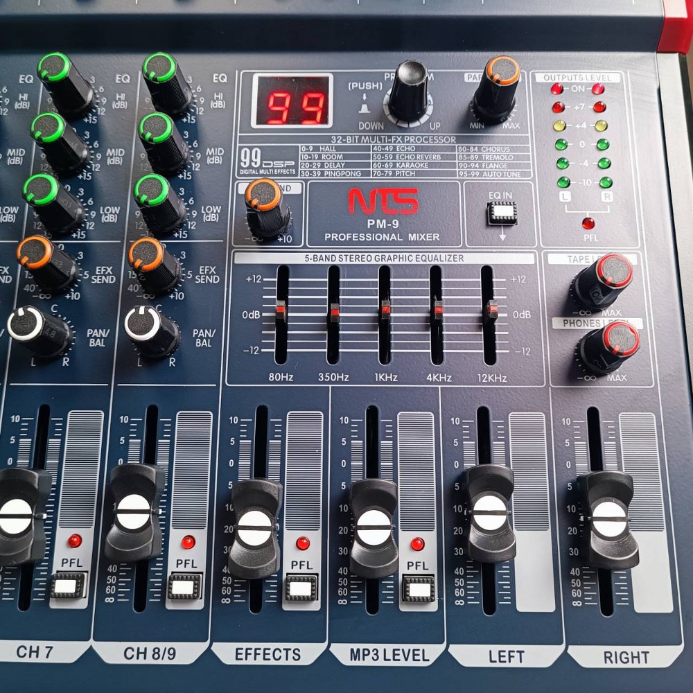 NTS PM-9 POWER MIXER Bluetooth และ USB Recording เพาเวอร์มิกเซอร์ 9 แชนแนล PM 9 PM9 เอไอ-ไพศาล